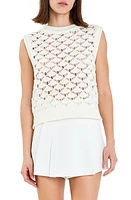 English Factory Open Knit Sleeveless Sweater in White at Nordstrom, Size Small