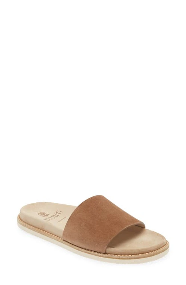 Brunello Cucinelli Suede Slide Sandal Ccq17 Brown at Nordstrom,