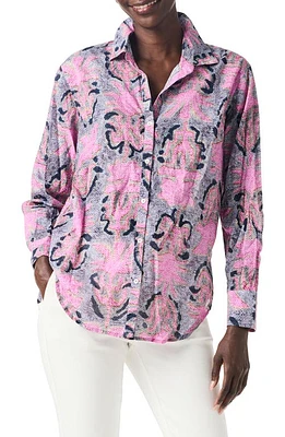 NIC+ZOE Petal Patch Relaxed Cotton Button-Up Shirt in Pink Multi at Nordstrom, Size Small