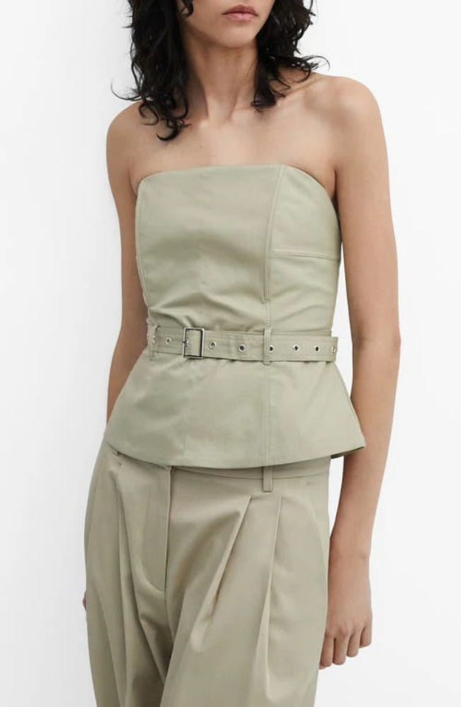 MANGO Belty Strapless Top Grey Stone at Nordstrom,