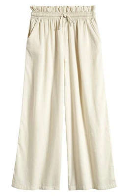 Treasure & Bond Kids' Wide Leg Paperbag Waist Cotton Pants Ivory Dove at