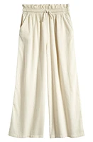 Treasure & Bond Kids' Wide Leg Paperbag Waist Cotton Pants Ivory Dove at