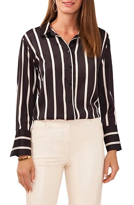 Vince Camuto Stripe Satin Shirt Rich Black at Nordstrom,