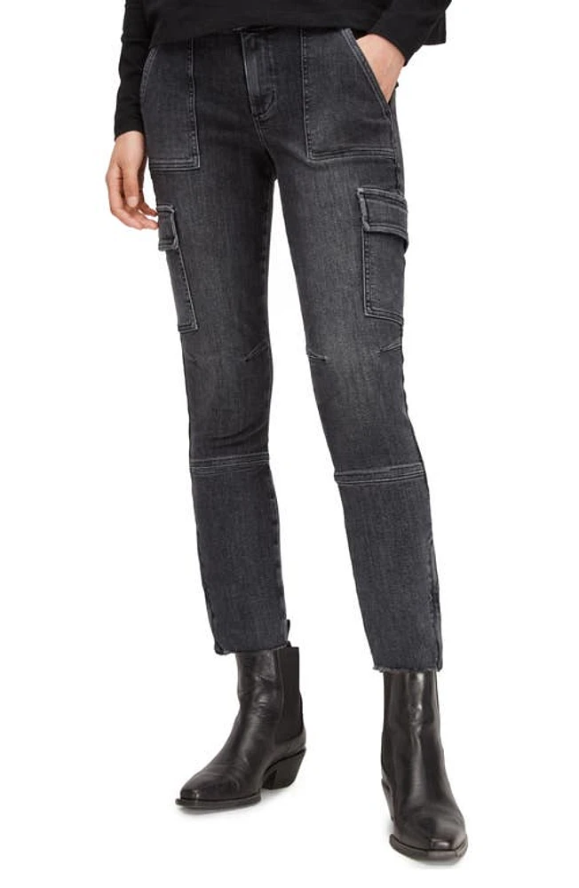 AllSaints Duran Skinny Cargo Jeans Washed Black at Nordstrom,