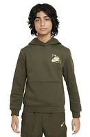 Nike Kids' Sportswear Club Fleece Hoodie Cargo Khaki/Lime Blast at Nordstrom