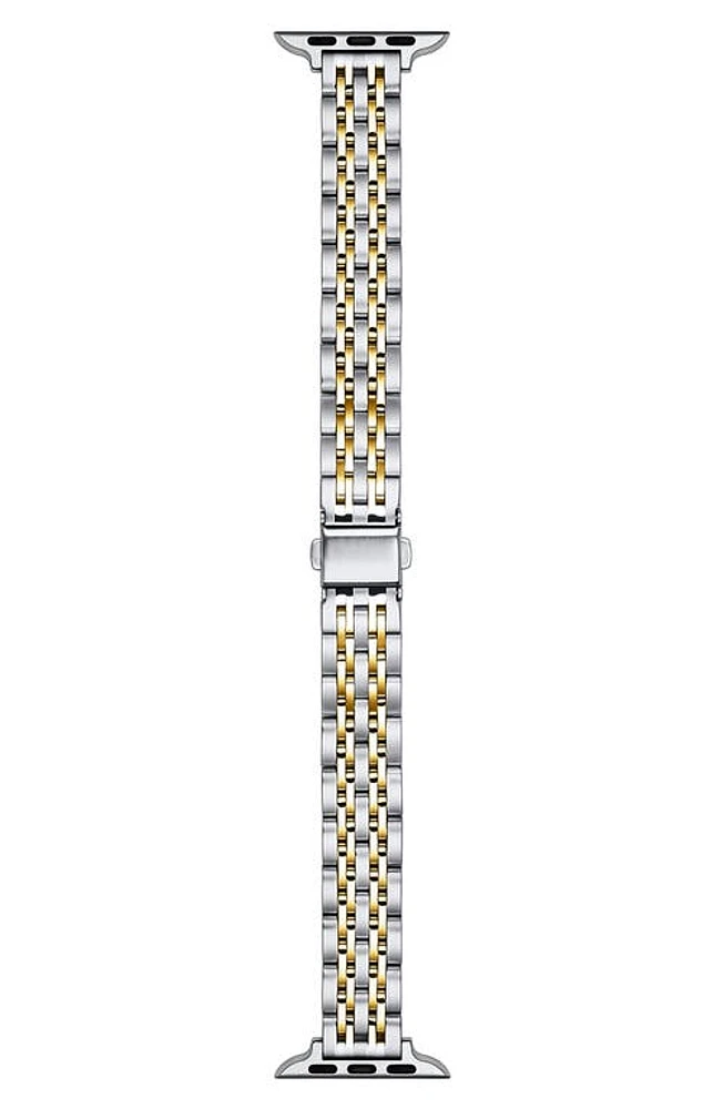 The Posh Tech Rainey Two-Tone Stainless Steel Skinny Apple Watch Bracelet Watchband in Silver/Gold at Nordstrom, Size 38Mm