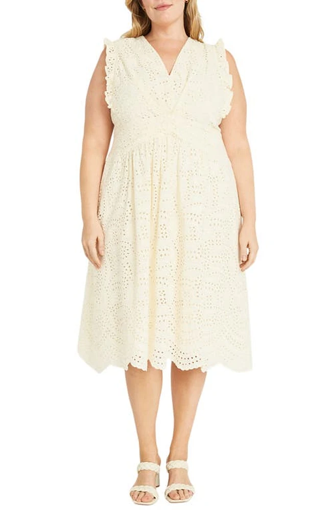 Maggy London Ruffle Eyelet Dress Ivory at Nordstrom,