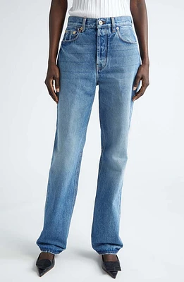 Jacquemus Le De-Nimes Droit Straight Leg Jeans Blue/tabac 33C at Nordstrom,