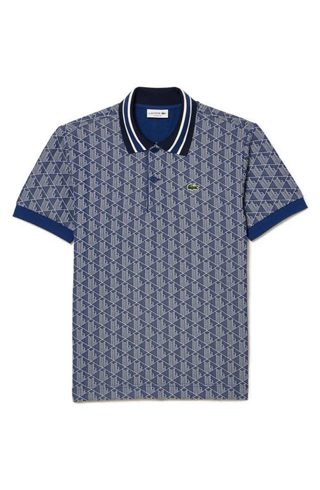 Lacoste Monogram Jacquard Polo Qie Methylene/Farine at Nordstrom,