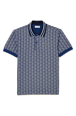 Lacoste Monogram Jacquard Polo Qie Methylene/Farine at Nordstrom,