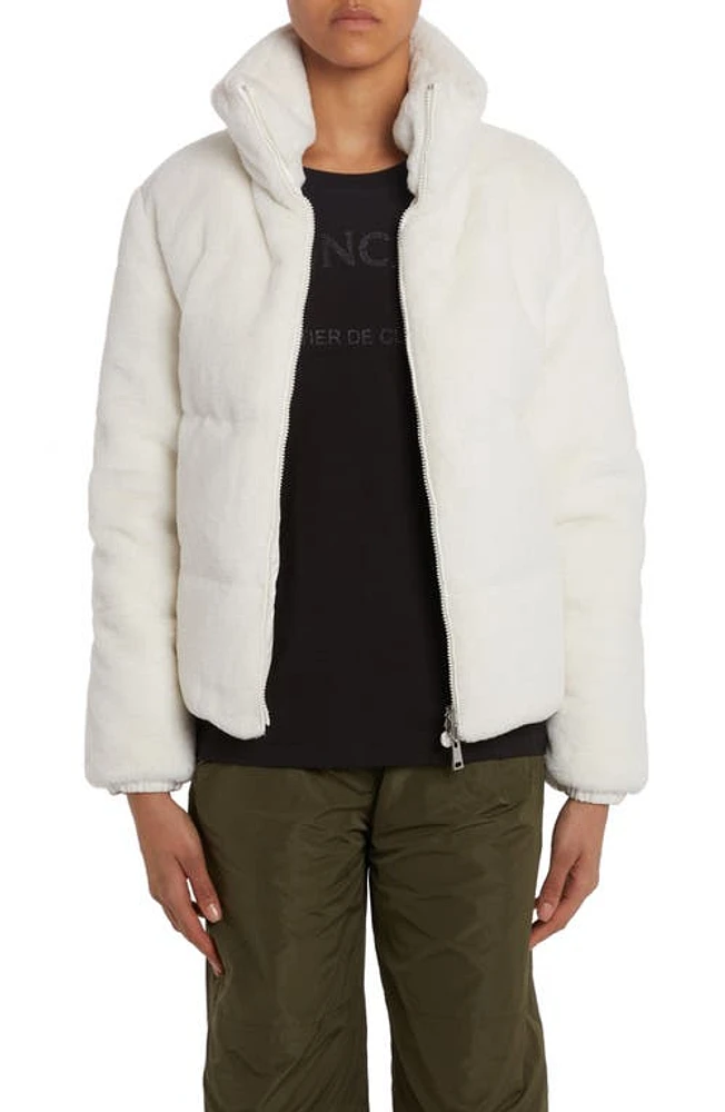 Moncler Pluvier Fleece Puffer Jacket White at Nordstrom,