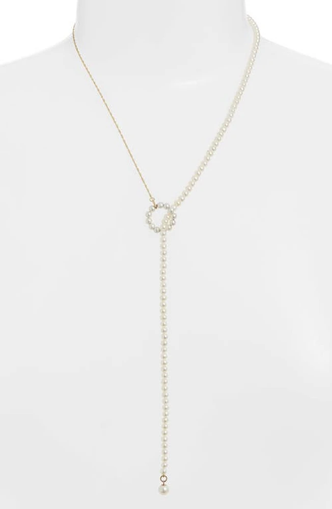 Poppy Finch Pearl Lariat Necklace in Gold/Pearl at Nordstrom, Size 24 In