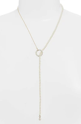 Poppy Finch Pearl Lariat Necklace in Gold/Pearl at Nordstrom, Size 24 In