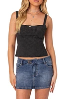 EDIKTED Kaia Polka Dot Crop Top Black at Nordstrom,