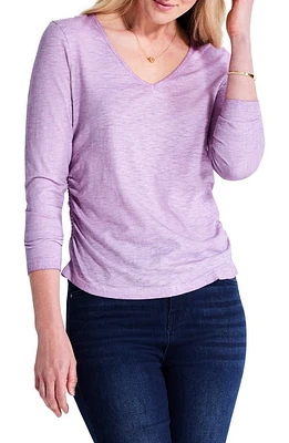 NZT by NIC+ZOE Ruched Long Sleeve Cotton Top Calla Lily at Nordstrom,