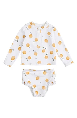 Petit Lem Lemon Long Sleeve Two-Piece Rashguard Swimsuit Off White at Nordstrom,