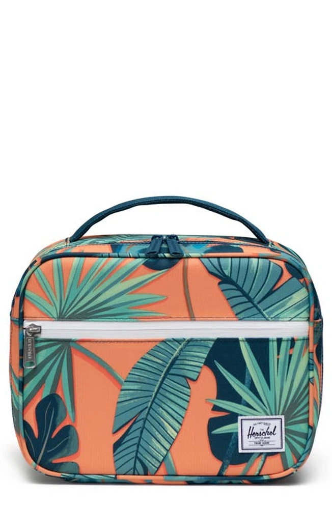 Herschel Supply Co. Kids' Pop Quiz Recycled Polyester Lunchbox in Tangerine Palm Leaves at Nordstrom