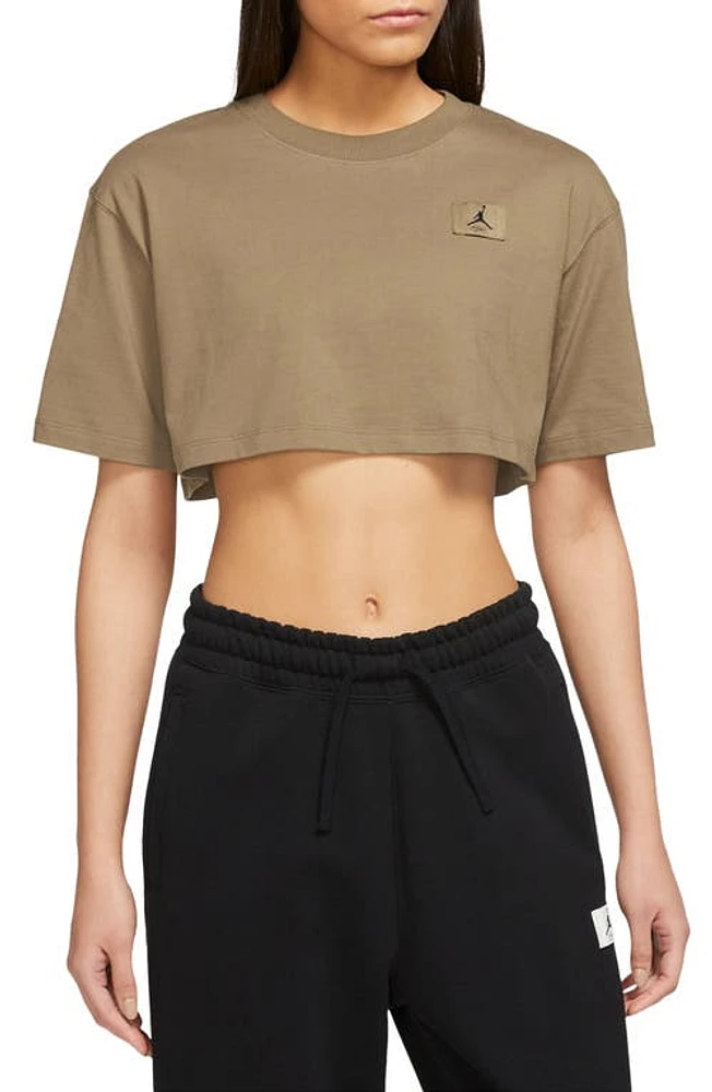 Jordan Cotton Crop T-Shirt Brown Kelp at Nordstrom,