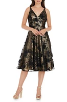 Dress the Population Elisa Floral Sequin Fit & Flare Brushed Gold M at Nordstrom,