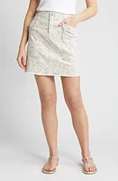 Wit & Wisdom 'Ab'Solution Leaf Print Patch Pocket Stretch Twill Skirt Birch at Nordstrom,