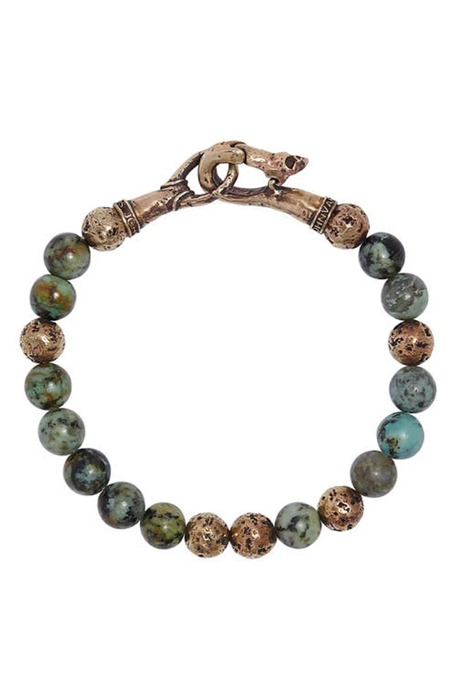 John Varvatos Distressed Turquoise Cabochon Bracelet in Brass at Nordstrom, Size 8