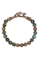 John Varvatos Distressed Turquoise Cabochon Bracelet in Brass at Nordstrom, Size 8