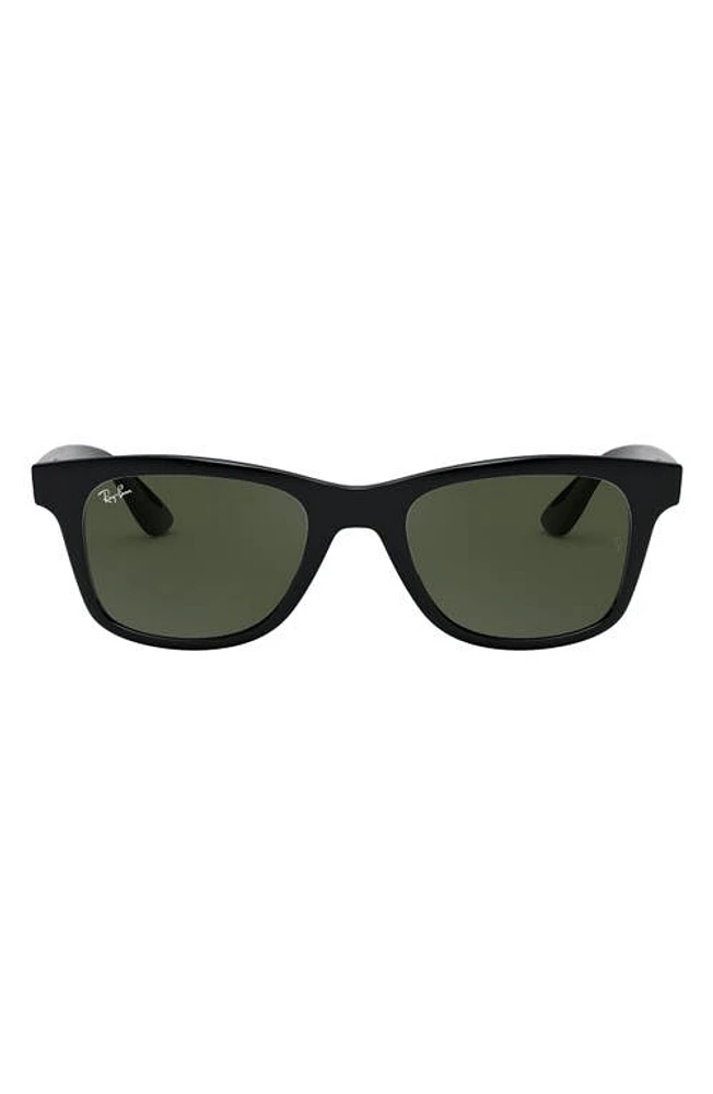 Ray-Ban 50mm Square Sunglasses in Shiny Black/Green at Nordstrom