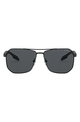 Prada Linea Rossa 62mm Oversize Rectangular Sunglasses in Rubber Black at Nordstrom