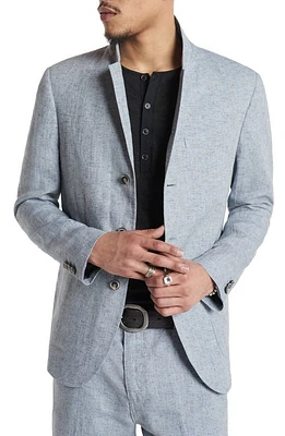 John Varvatos Priory Slim Fit Crosshatch Linen Blend Jacket in Dusted Blue at Nordstrom, Size 48