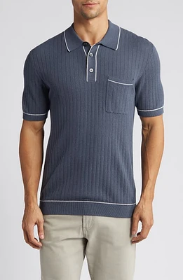 Rails Hardy Tipped Short Sleeve Polo Sweater Faded Navy at Nordstrom,