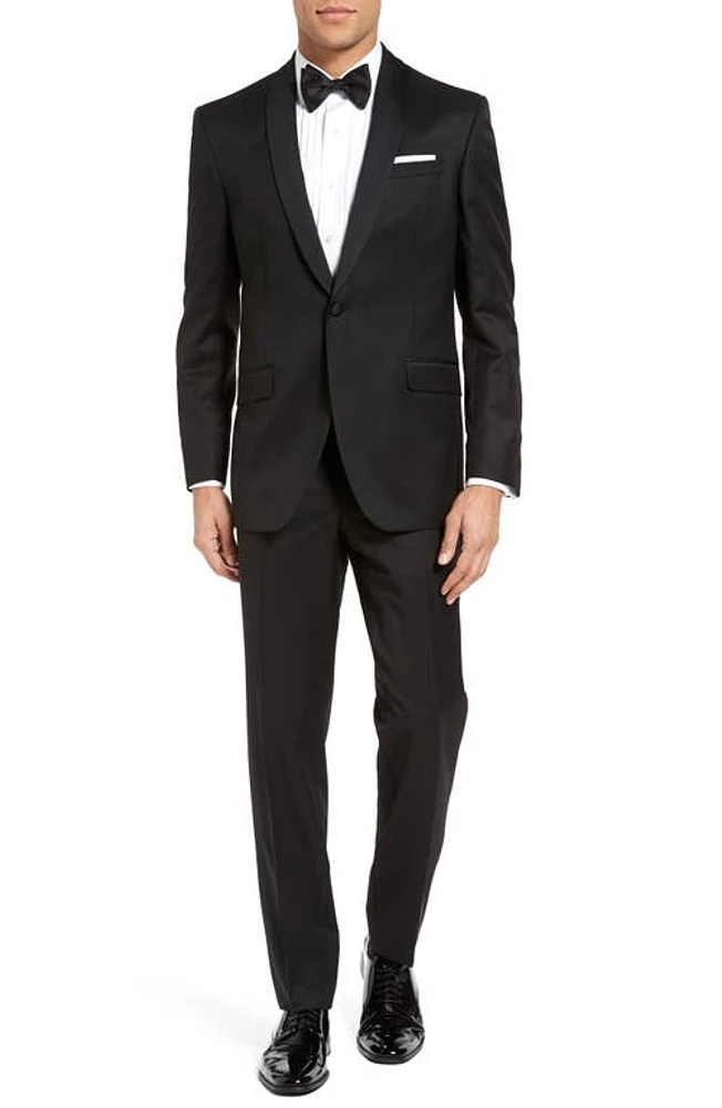 Ted Baker London Josh Trim Fit Wool Tuxedo Black at Nordstrom,