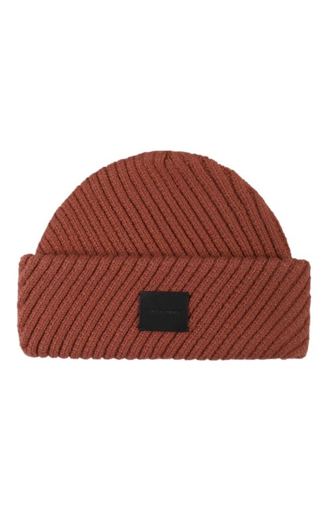 AllSaints Traveling Rib Skull Cap Beanie in Smoke Pink at Nordstrom