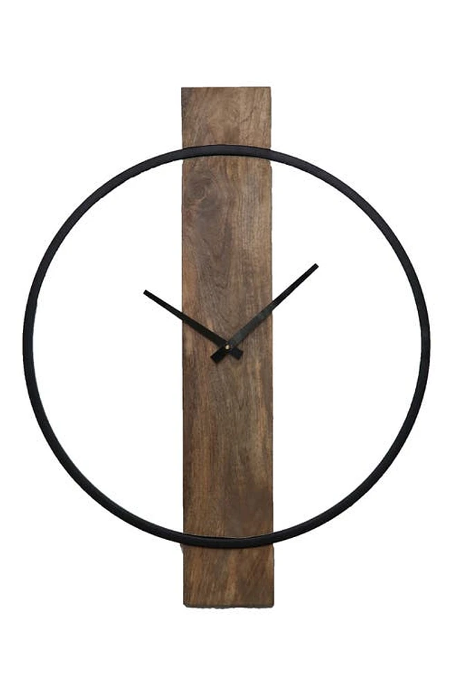 Renwil Pearl Wall Clock in Natural Wood Black at Nordstrom