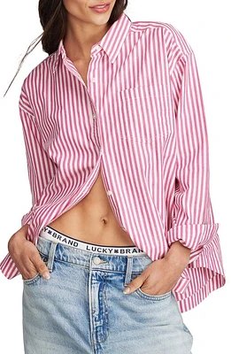 Lucky Brand Boyfriend Prep Shirt Pink Stripe at Nordstrom,