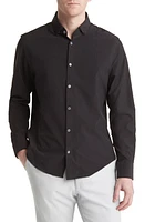 Mizzen+Main Leeward No-Tuck Stretch Button-Up Shirt Black Solid at Nordstrom,