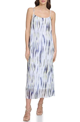 DKNY Print Sleeveless Chiffon Dress White/Inky Blue Multi at Nordstrom,