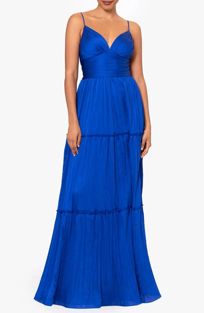 Betsy & Adam Pleated A-Line Gown Azure at Nordstrom,