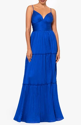 Betsy & Adam Pleated A-Line Gown Azure at Nordstrom,