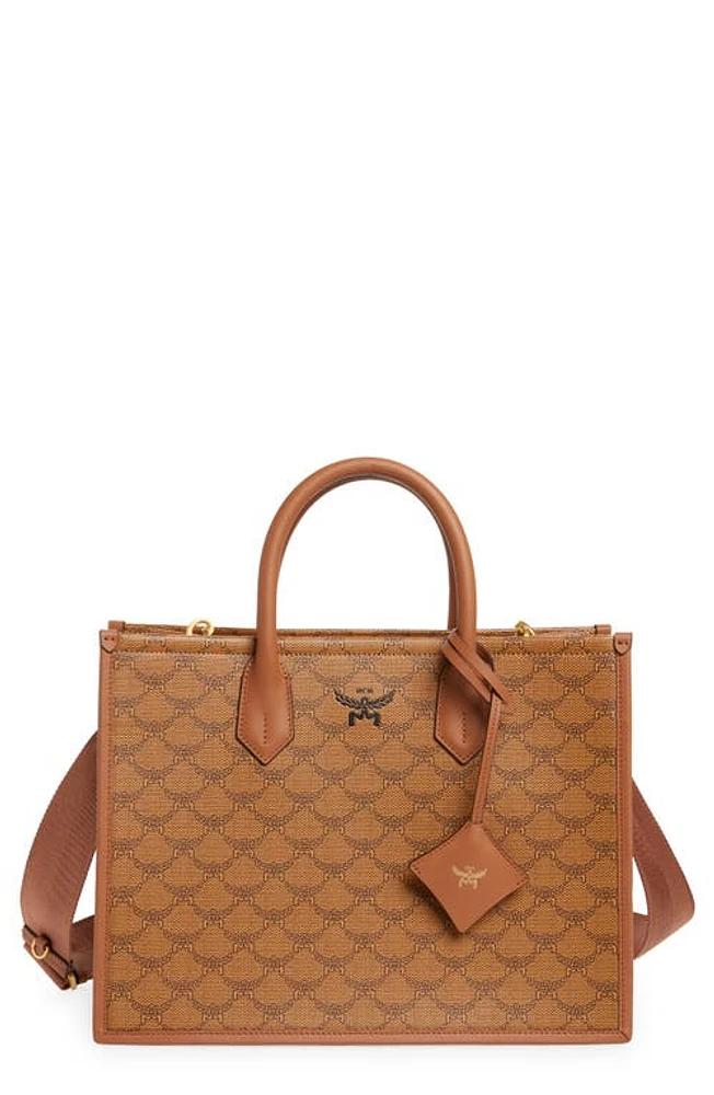 MCM Medium Himmel Lauretos Coated Canvas Tote in Cognac at Nordstrom