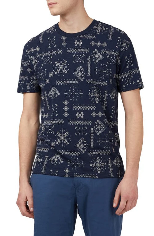 Ben Sherman Geo Bandana Print T-Shirt Dark Navy at Nordstrom,