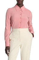 St. John Collection Silk Crêpe de Chine Button-Up Shirt Rouge at Nordstrom,