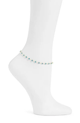 SHYMI Bezel Set Cubic Zirconia Anklet in Gold & Turquoise at Nordstrom