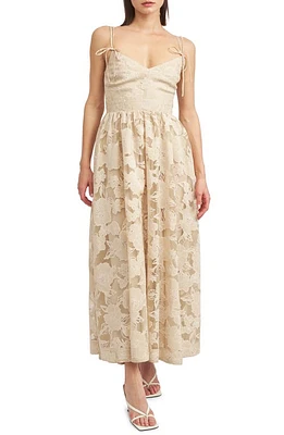 En Saison Jenna Floral Midi Dress Natural at Nordstrom,