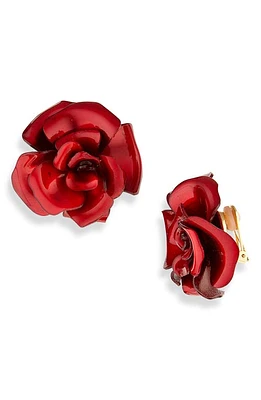 Oscar de la Renta Gardenia Clip-On Earrings in Red at Nordstrom