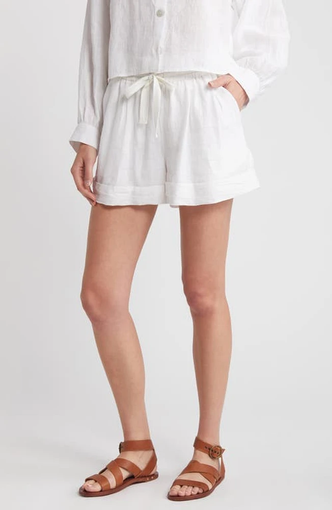 Cleobella Gretek Linen Shorts Ivory at Nordstrom,