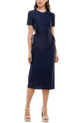 WAYF Jetset Cutout Knit Dress in Navy at Nordstrom, Size Medium