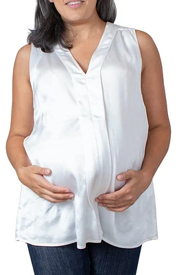 Emilia George Lily Satin Maternity/Nursing Top White at Nordstrom,