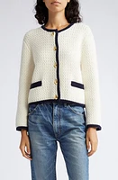 Nili Lotan Perah Cardigan Ivory/Dark Navy at Nordstrom,