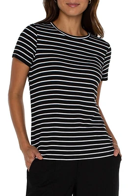 Liverpool Los Angeles Stripe Crewneck T-Shirt Black W/White at Nordstrom, P