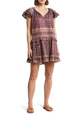 ALICIA BELL Sadie Metallic Cotton & Silk Cover-Up Minidress Brown Pink at Nordstrom,